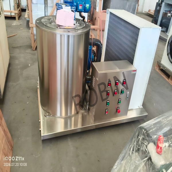 Custom 1T Flake Ice Machine for Martinique Client Finished Production, Equipped with Danfoss Compressor