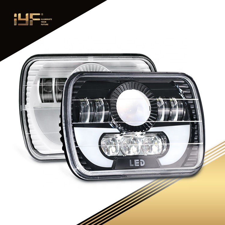 LED Headlights With Daytime Running Lights Rectangular Sealed Beam Headlight