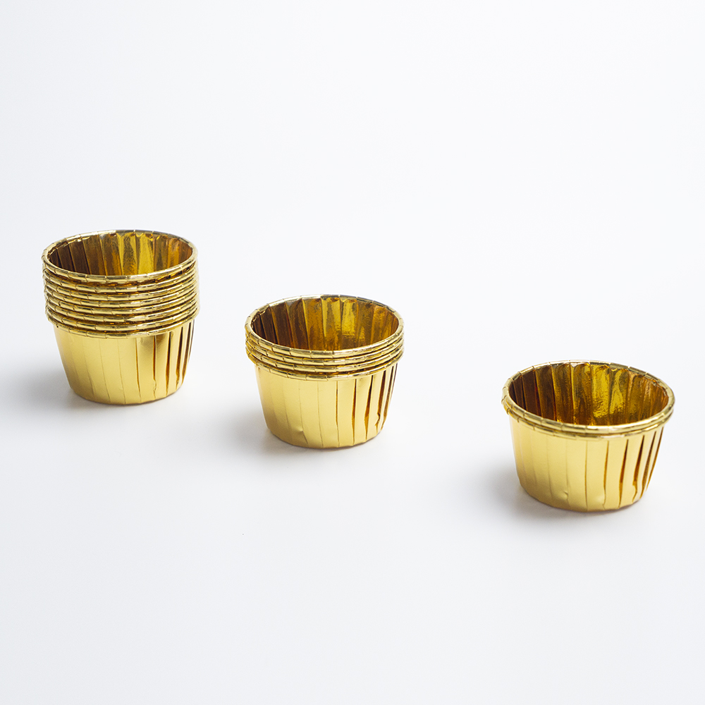 блестящие золотые чашки для выпечки коричневые бумажные вкладыши для кексов Производитель чашки для торта из алюминиевой фольги