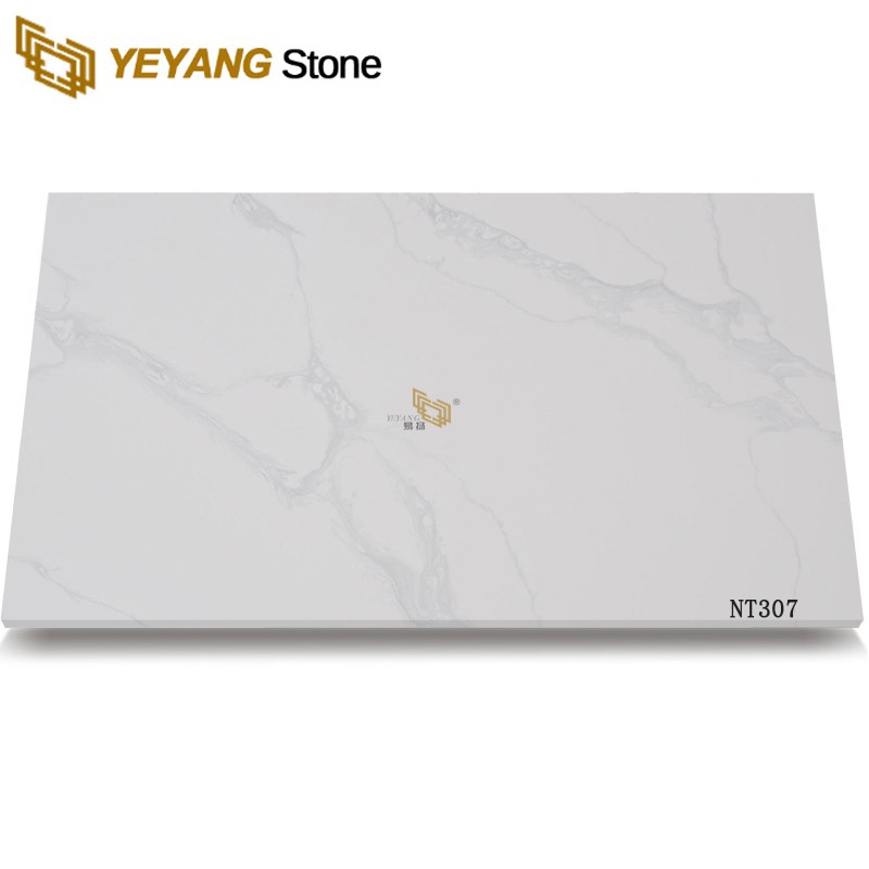 Natural Look Calacatta White Marble Artificial Stone Quartz Slabs For Wall - nt307