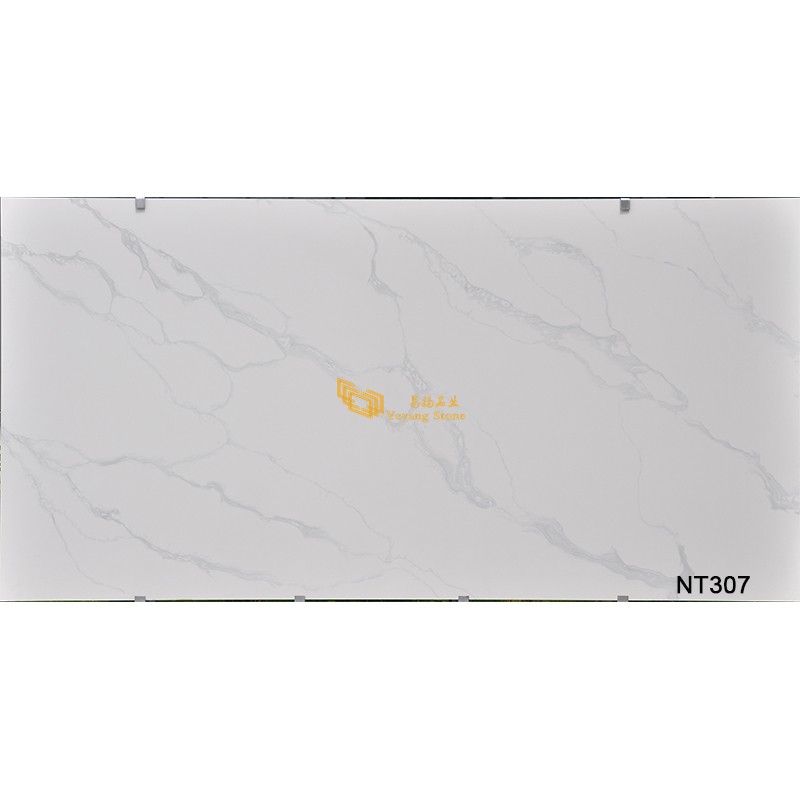 Natural Look Calacatta White Marble Artificial Stone Quartz Slabs For Wall - nt307