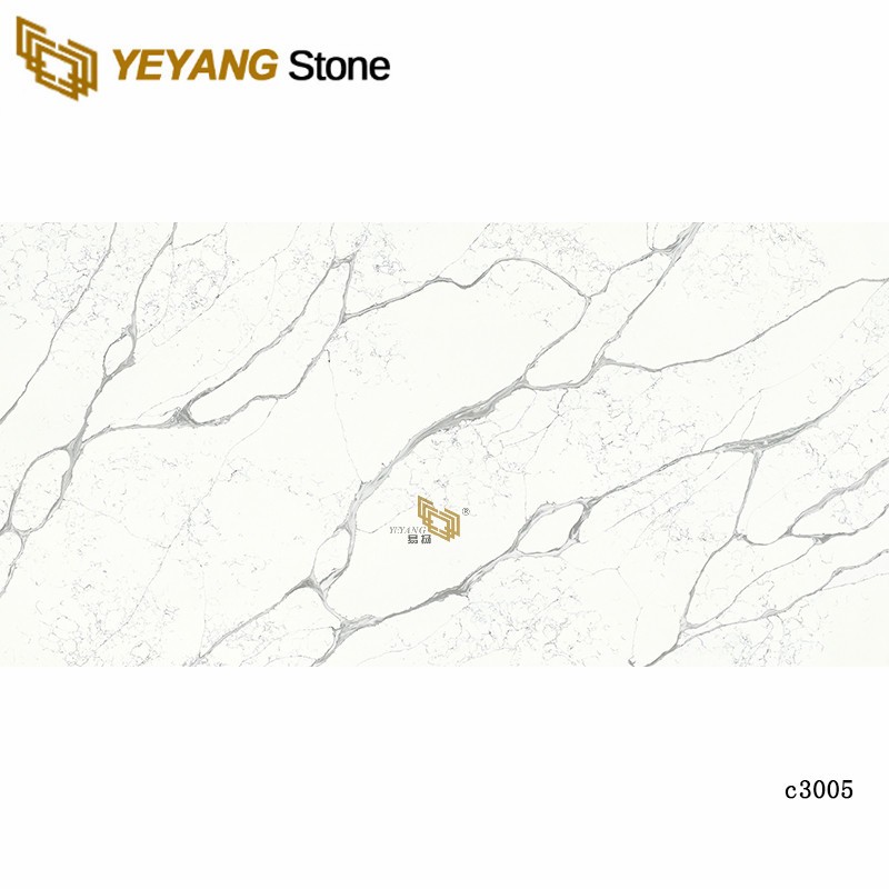 Man-Made Stone Calacatta Quartz Colors Tiles For Stairs C3005