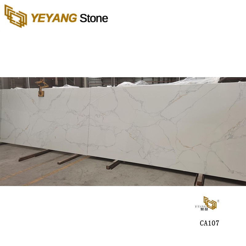 White Quartz Stone Slab For Countertop And Flooring Tile Project CA107
