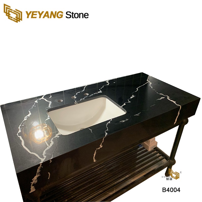 Black Quartz Vanity Tops With Undermount Sink Wholesale Supplier