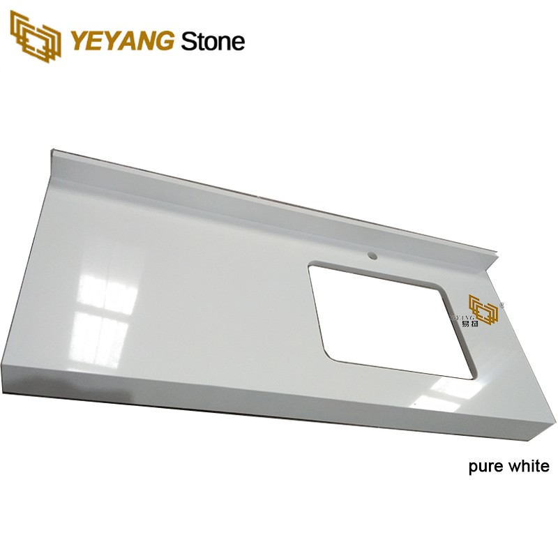 Pure White Quartz Vanity Tops With Sink Hole Manufacturer Supplier
