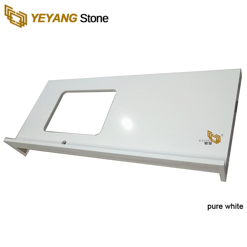 Pure White Quartz Vanity Tops With Sink Hole Manufacturer Supplier