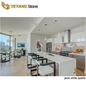 Pure white quartz stone countertops/backsplash for kitchen projects