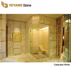 Azulejos clásicos de losas de piedra de cuarzo Calacatta para el hotel Wynn Macau