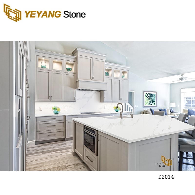 Polished Man Made White Quartz Worktop For Kitchen Countertop And Bathroom - D2014
