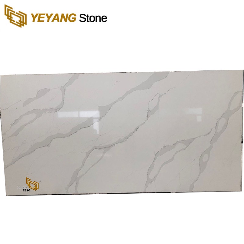 Artificial Calacatta Quartz Marble Countertops Worktops Backsplash Wall Tiles