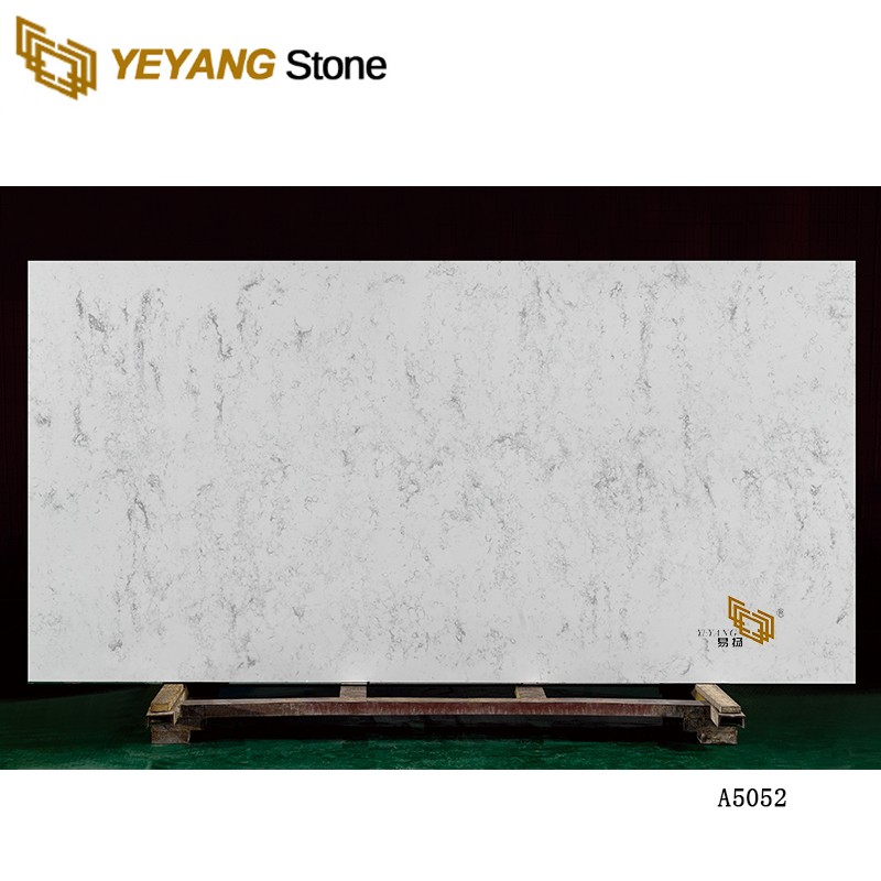 Marble Look Pretty White Calacatta Quartz Stone Countertop With Gray Stripes