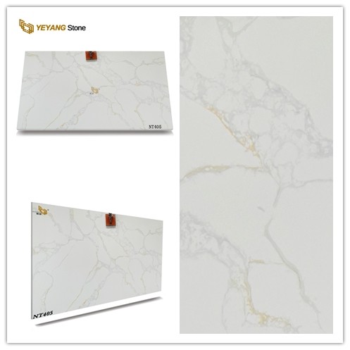 Artificial Sparkle White Quartz Stone Tile For Stair/Floor NT405