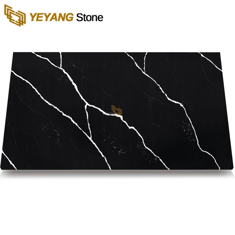 black quartz kitchen worktops