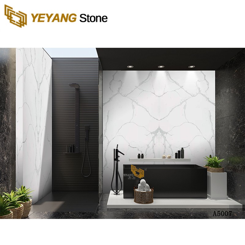 Man Made Quartz Stone Custom Pure White Tops Kitchen Bathroom Countertop-A5007