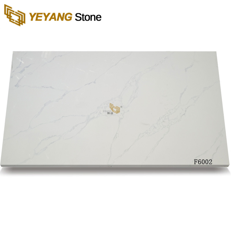 China Carrara White Artificial Engineered Calacatta Quartz Stone Slab - F6002