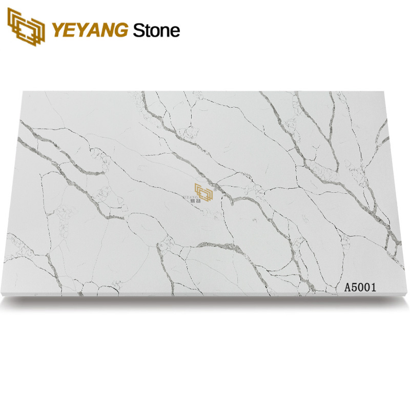 Polished Calacatta White Surface Man-Made Quartz Stone Slabs - A5001
