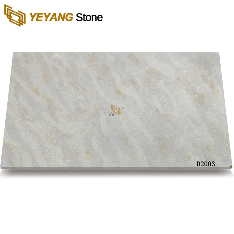 Professional Artificial Quartz Stone Grey Slab for Kitchen Bathroom D2003