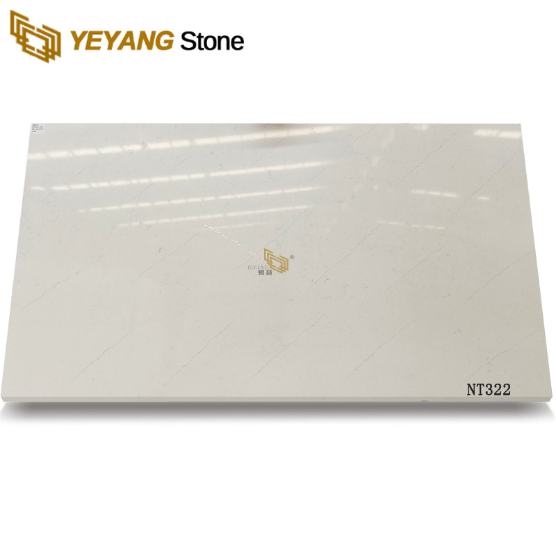 White with Black Line Jumbo Size Surface Polishing Artificial Quartz Stone Slab NT322