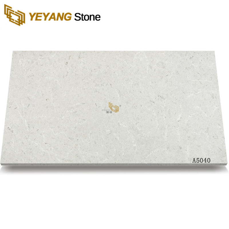 Natural White Color Line Grey Engineered Quartz Stone Slab A5040