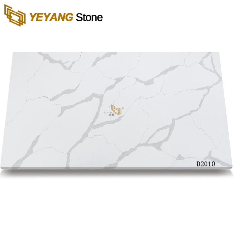 White Kitchen Artificial Stone Quartz Slabs Large Slab D2010