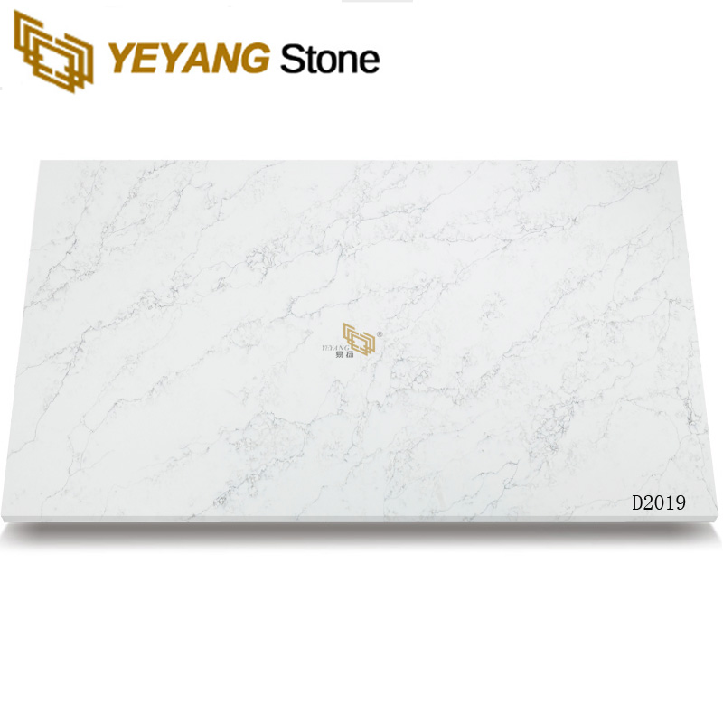 White Color Artificial Quartz Stone Slabs D2019