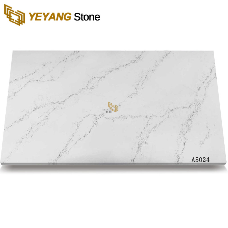 Artificial Calacatta Quartz Stone White Slab for Countertops A5024