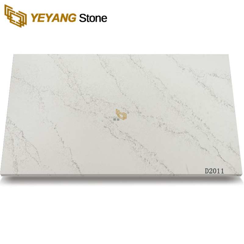 Calacatta Marble-Looking Veined Quartz Stone Slab for Countertop D2011