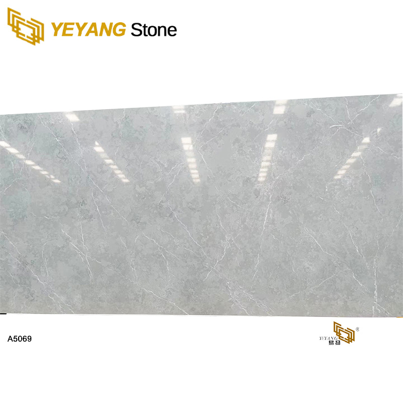 Grey Artificial Quartz Stone with White Veins Solid Surface Big Slab A5069