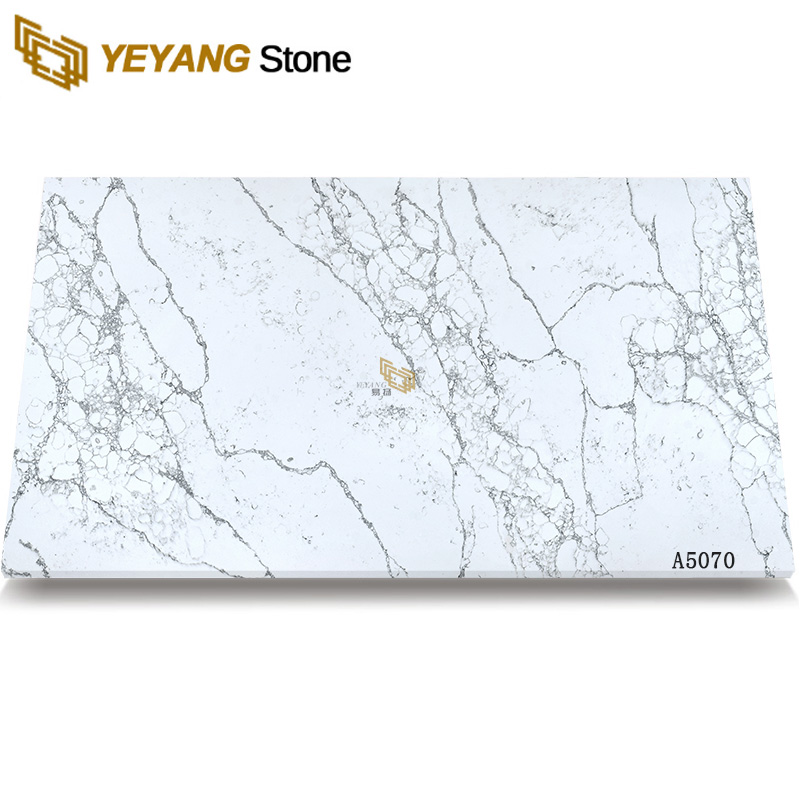 New Quartz Stone Slabs White with Grey Veins Calacatta Quartz A5070