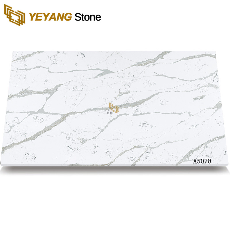 White Carrara Artificial Marble Quartz Stone Slabs A5078