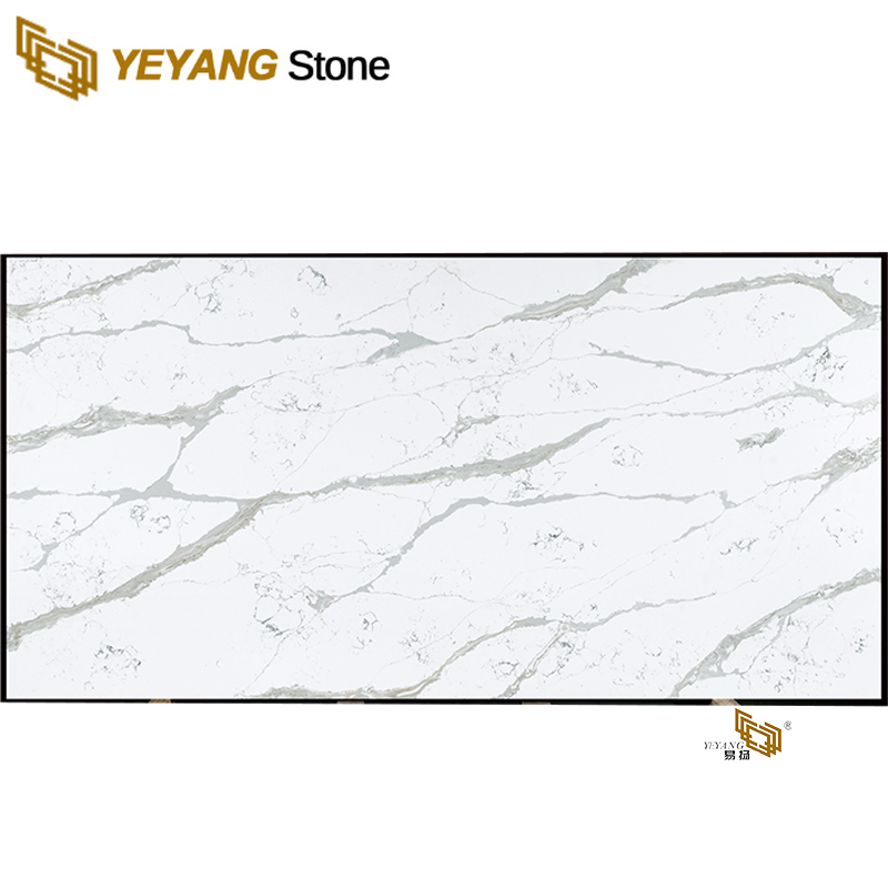 White Carrara Artificial Marble Quartz Stone Slabs A5078