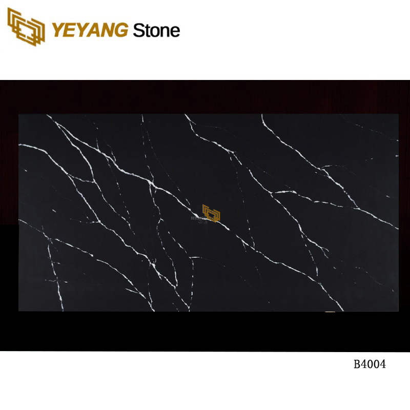Interior Tiles Sparkle Black Artificial Quartz Stone - B4004