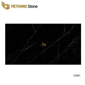 Precio de baldosas de piedra de cuarzo con brillo negro artificial - C3007
