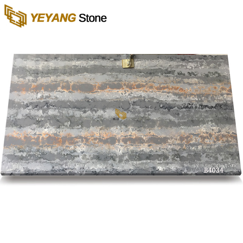 White/Brown/Black/Grey/Orange Artificial Quartz Stone B4034