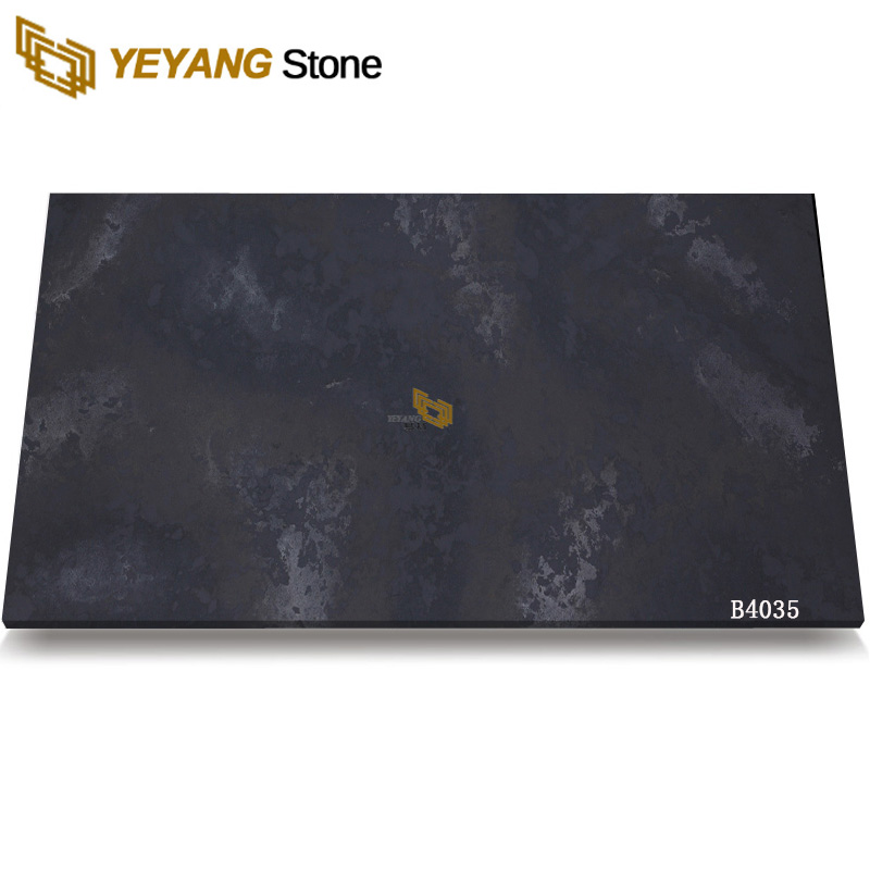 Black Engineered Artificial Quartz Stone for Kitchen Countertop