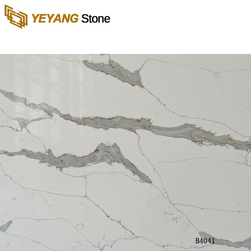 Artificial Quartz Stone Calacatta with Golden Veins B4041