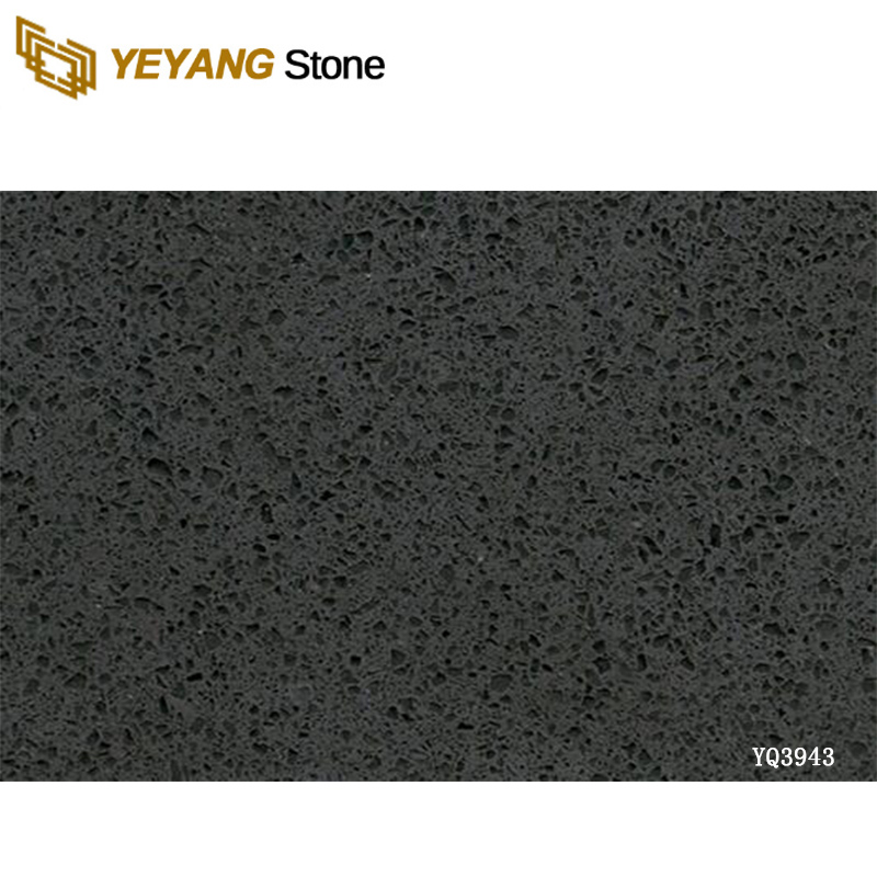 Dessus de vanité de salle de bains de tuiles de mur de dalle de quartz de couleur foncée de quartz noir à bon prix