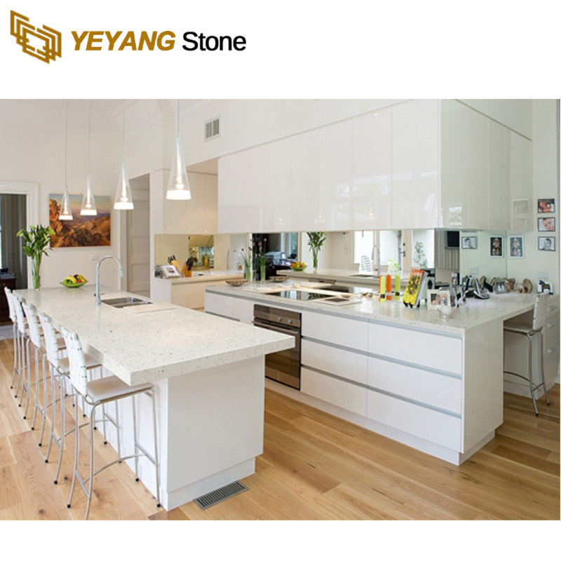 Man Made Quartz Kitchen Countertops With Cryatal White Quartz