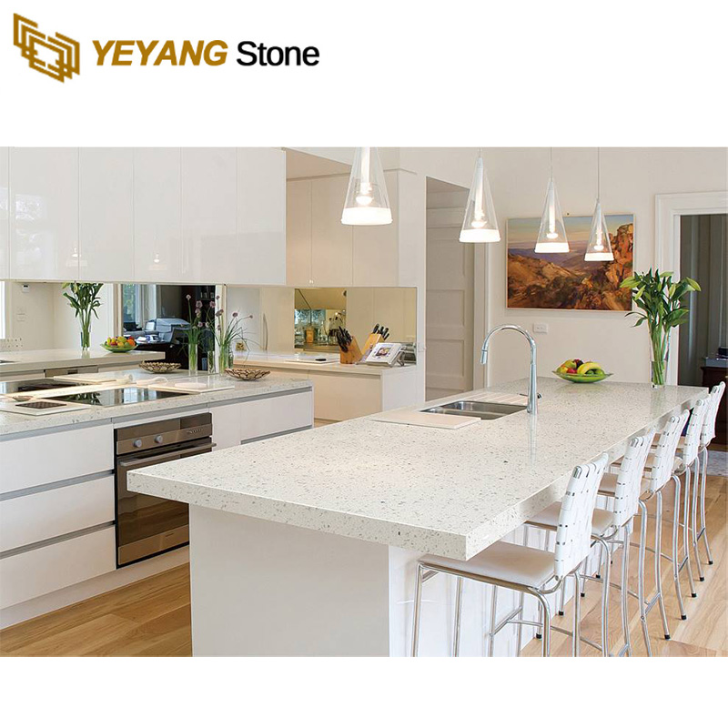 Man Made Quartz Kitchen Countertops With Cryatal White Quartz