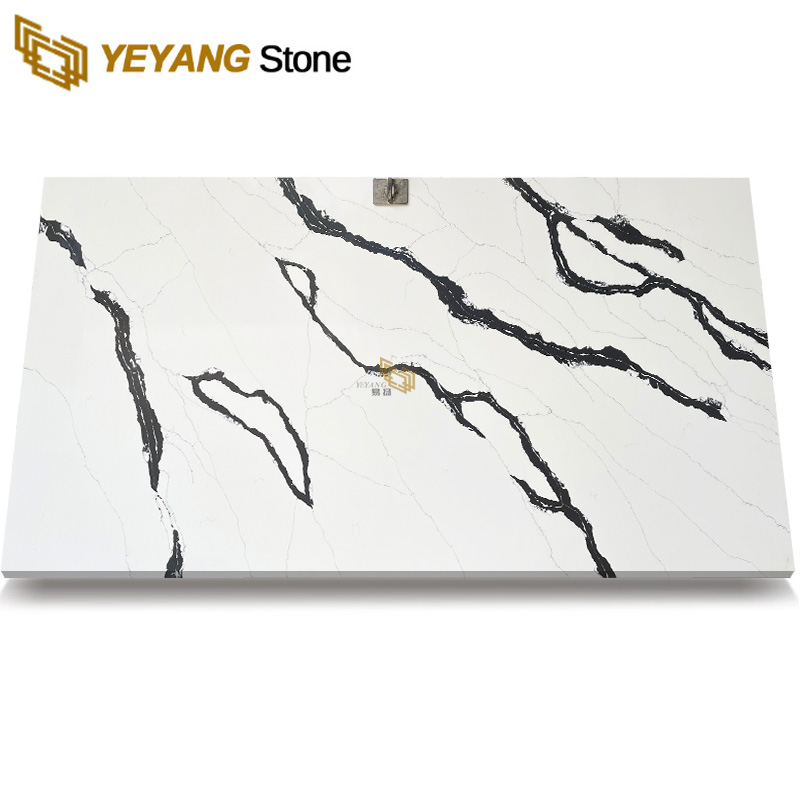 Artificial Engineered Stone Panda White Quartz Slab for Kitchen Countertop-B4031