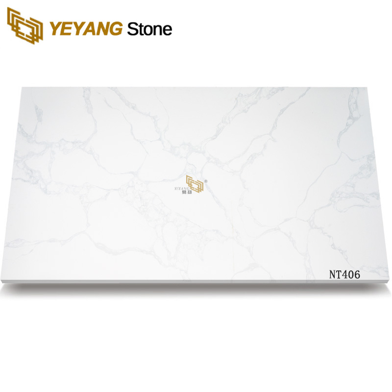 White Cararra Natural Stone Grey Veins Quartz NT406