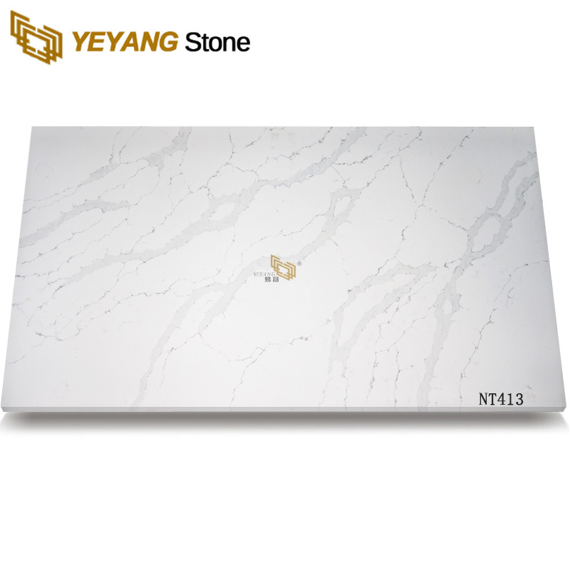 White Color Hot sale Artificial Quartz Stone Kitchen Benchtops Quartz Slabs NT413
