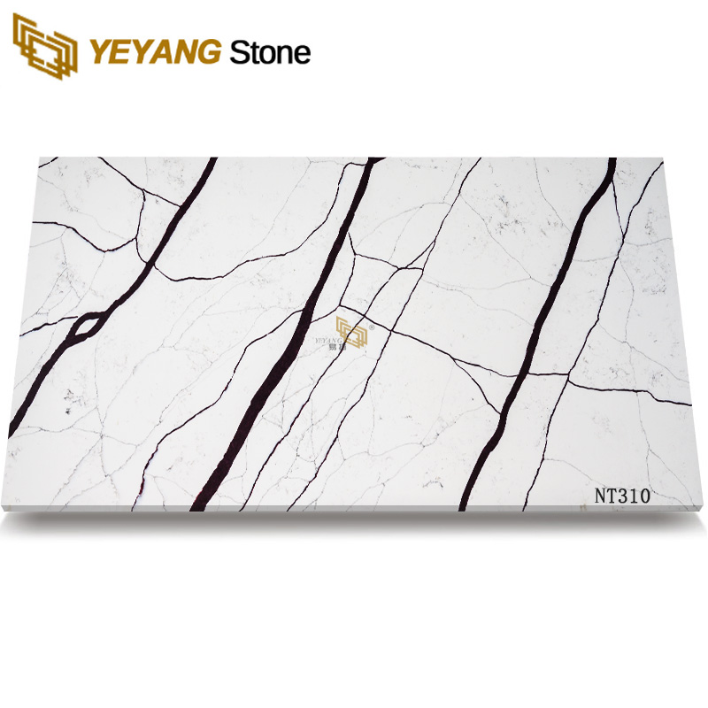 Popular White Artificial Calacatta Quartz Stone Slab NT310