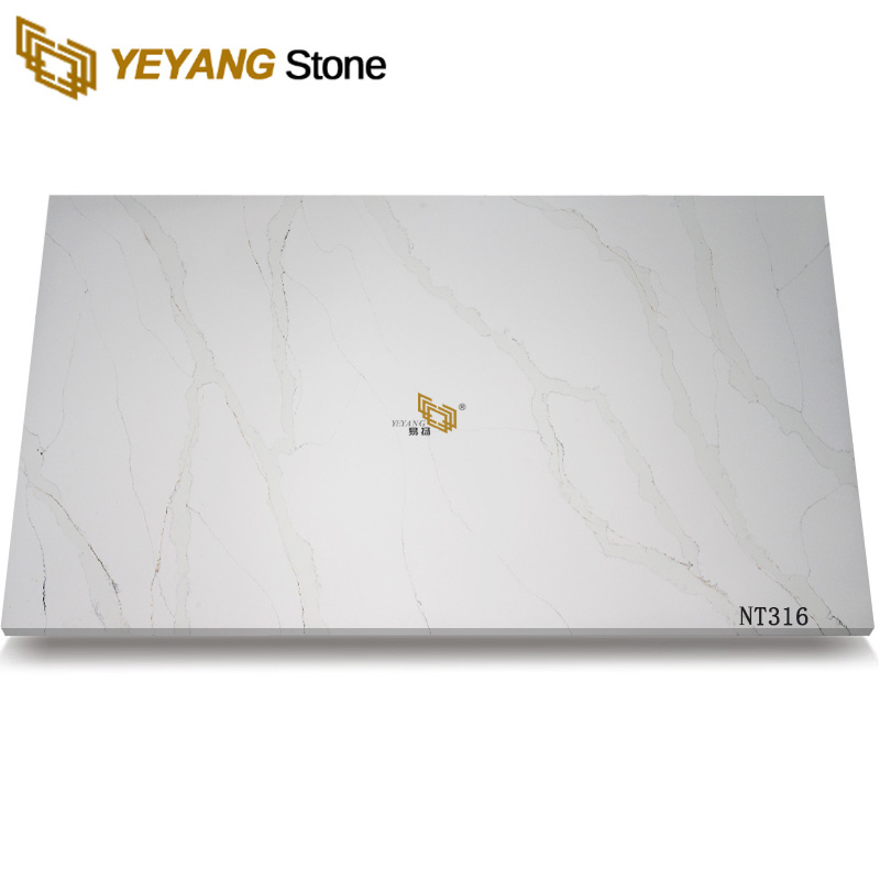 Grey Veins White Quartz Stone Calacatta Quartz Slabs NT316