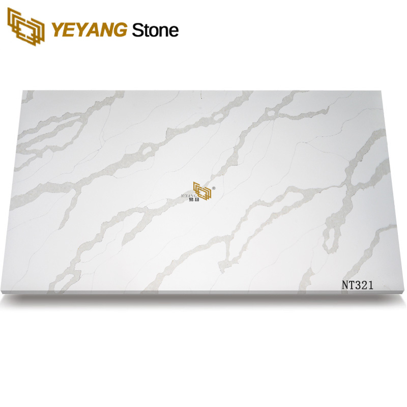 Artificial Stone Calacatta White Engineered Quartz Stone Slab NT321