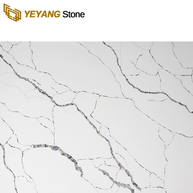 Polished White Grey Veins Surface Engineered Man-Made Quartz Stone Slabs NT324