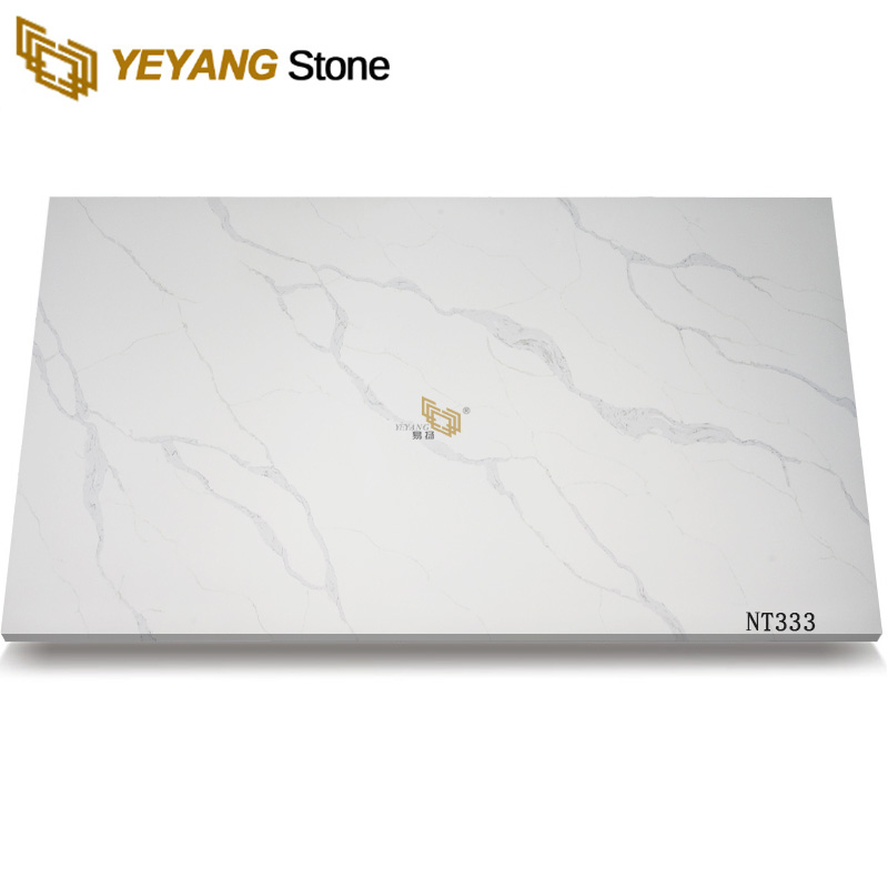 White Color Cararra Artificial Engineered Quartz Stone NT333