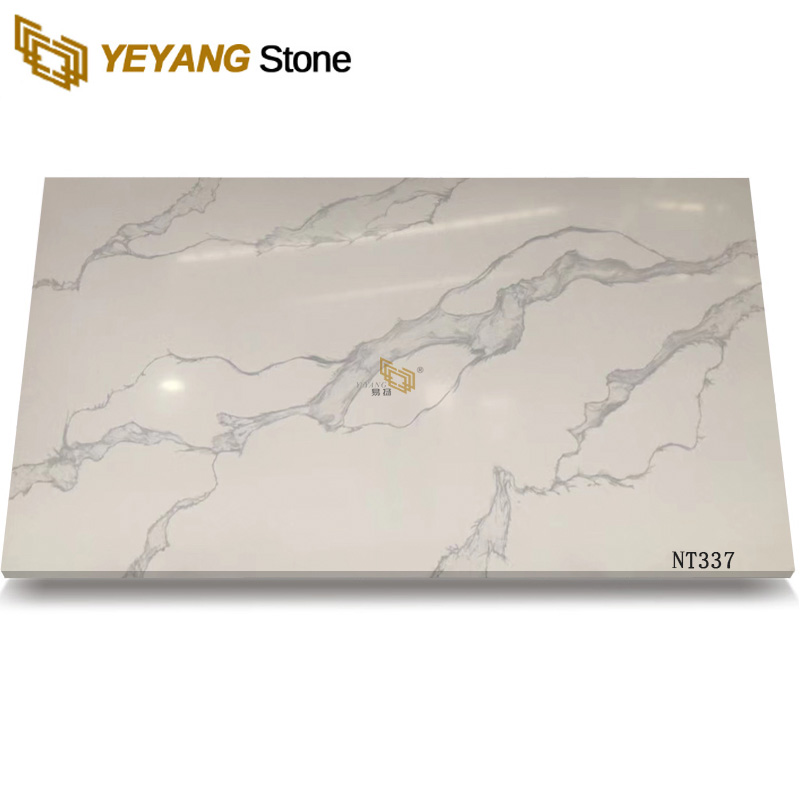Calacatta White Grey Artificial Quartz Stone Slabs with Veins NT337