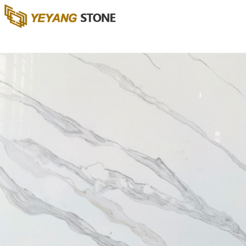 Artificial Stone White Quartz with Grey Vein B4047