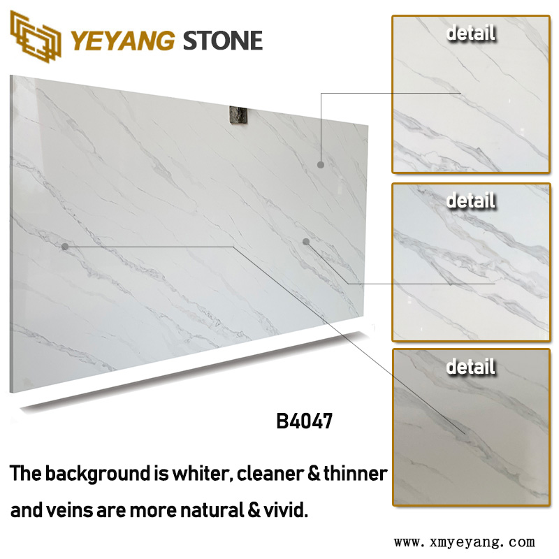 Artificial Stone White Quartz with Grey Vein B4047